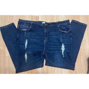 Chic Soul Womens Plus 3XL Distressed Skinny Jeans Dark Wash Stretch Denim Plus